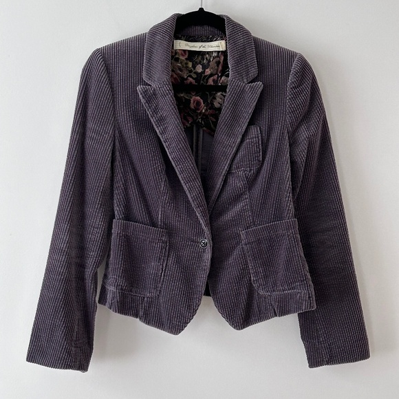 Anthropologie Daughters of the Liberation Cotton Corduroy Gray Bromsgrove Blazer - Picture 1 of 16